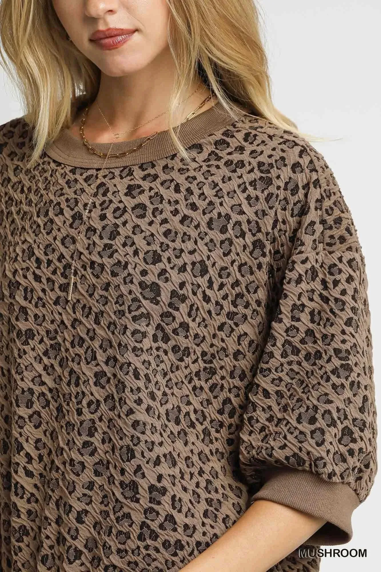 Umgee Oversized Leopard Round Neck Sweatshirt sold by Charming Charlie product image thumbnail 5