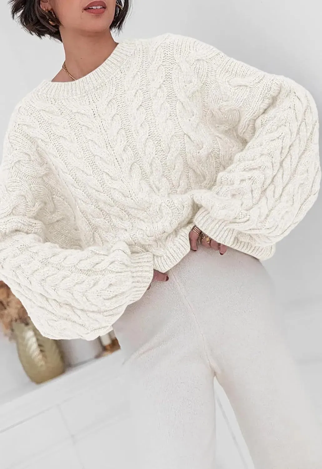 Cable Knit Long Sleeve Sweater sold by Charming Charlie product image thumbnail 5