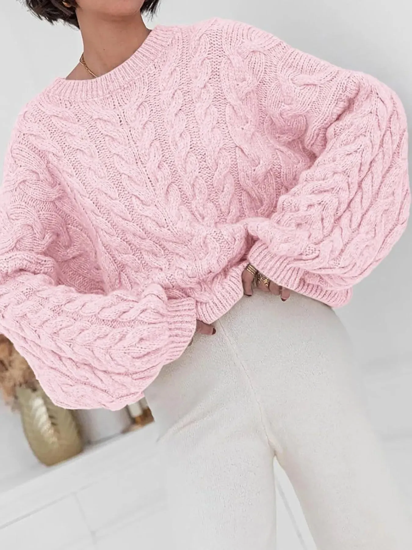 Cable Knit Long Sleeve Sweater sold by Charming Charlie product image thumbnail 2