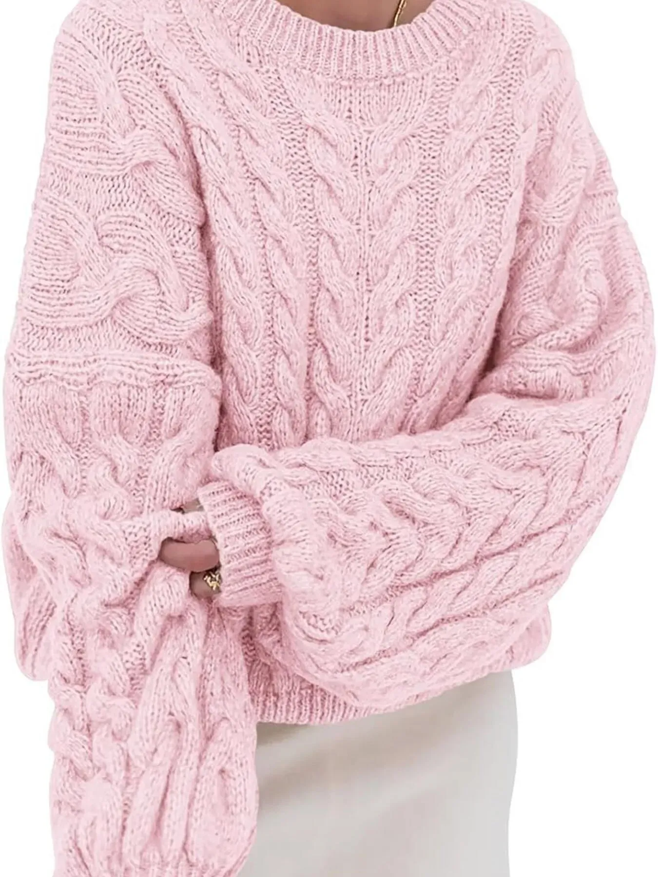 Cable Knit Long Sleeve Sweater sold by Charming Charlie product image thumbnail 3