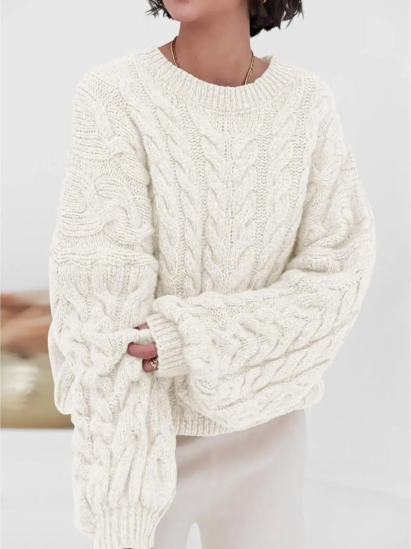 Cable Knit Long Sleeve Sweater sold by Charming Charlie product image thumbnail 4