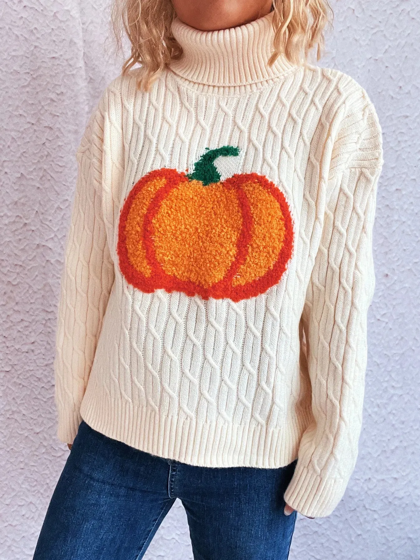 Pumpkin Turtleneck Long Sleeve Sweater sold by Charming Charlie product image thumbnail 4