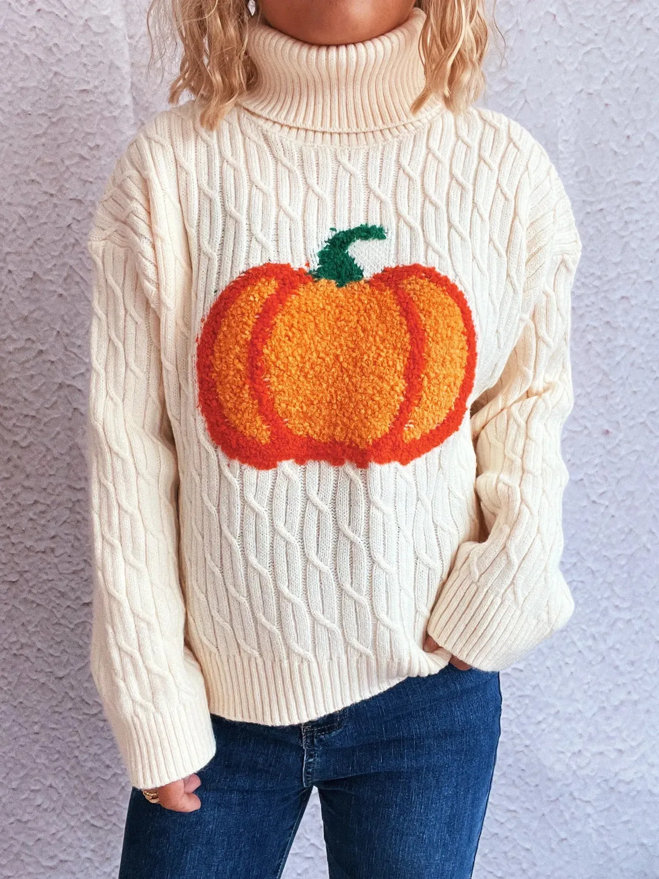 Pumpkin Turtleneck Long Sleeve Sweater sold by Charming Charlie