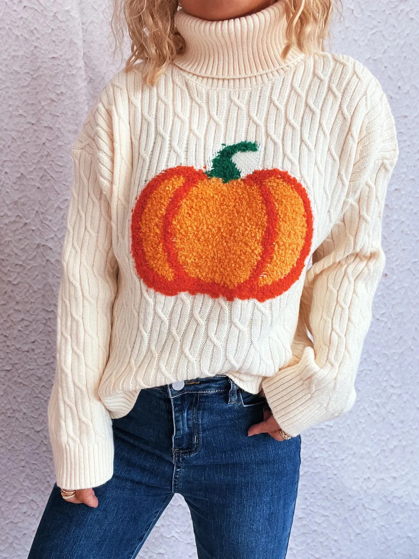 Pumpkin Turtleneck Long Sleeve Sweater sold by Charming Charlie product image thumbnail 5