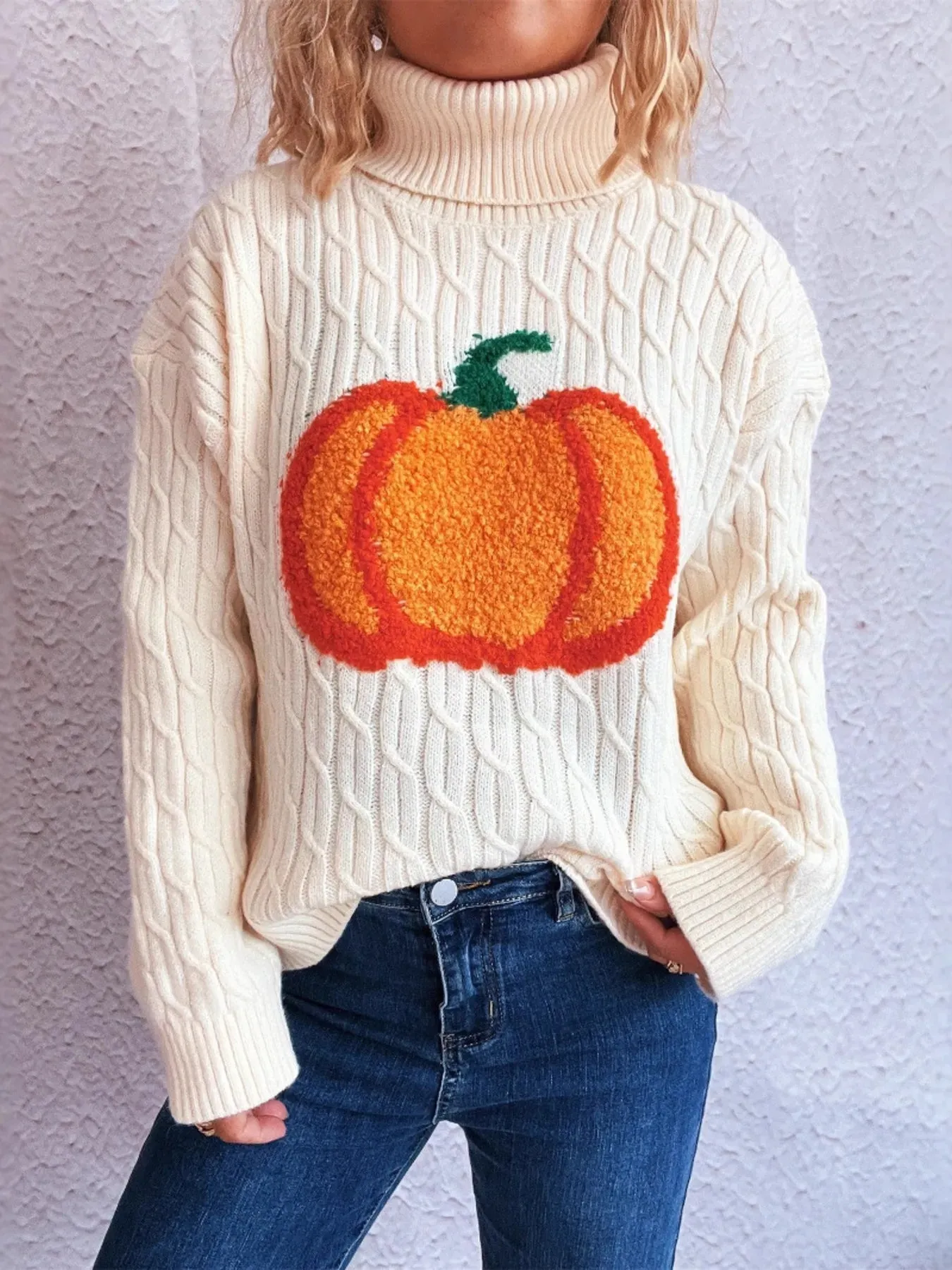 Pumpkin Turtleneck Long Sleeve Sweater sold by Charming Charlie product image thumbnail 2