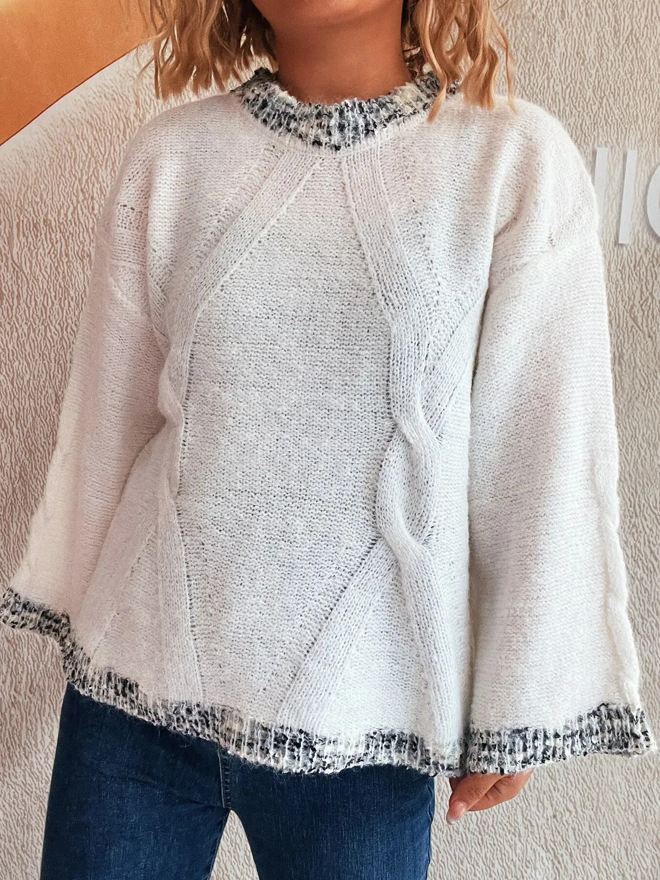 Contrast Trim Detail Round Neck Sweater sold by Charming Charlie product image thumbnail 2