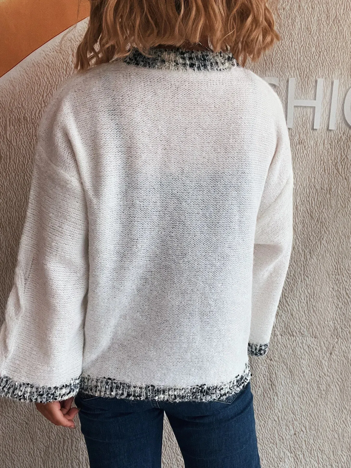 Contrast Trim Detail Round Neck Sweater sold by Charming Charlie product image thumbnail 4