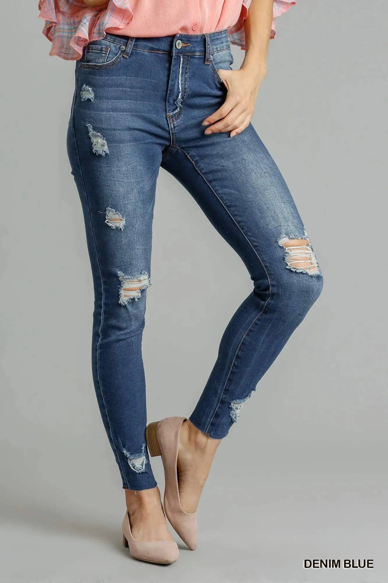 Umgee Distressed Skinny Jeans with Pockets sold by Charming Charlie