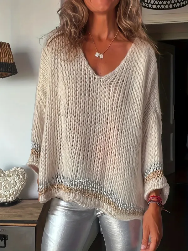 Contrast Trim Crochet Sweater sold by Charming Charlie