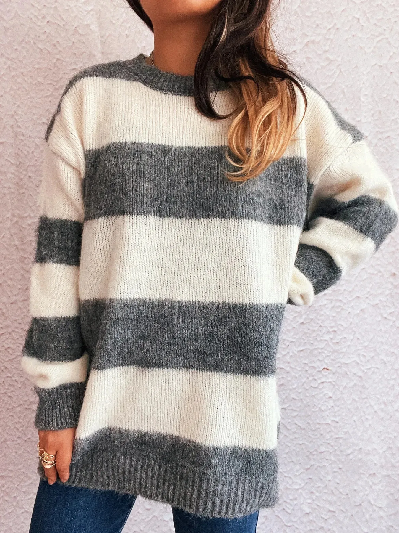 Striped Contrast Long Sleeve Sweater sold by Charming Charlie product image thumbnail 3