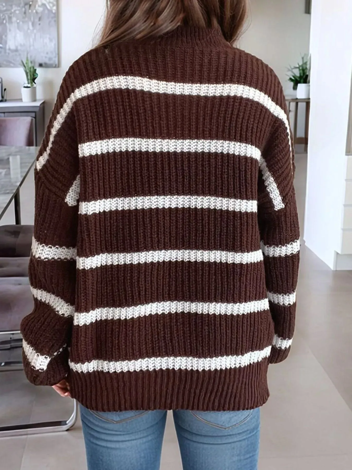 Striped Turtleneck Long Sleeve Sweater sold by Charming Charlie product image thumbnail 5