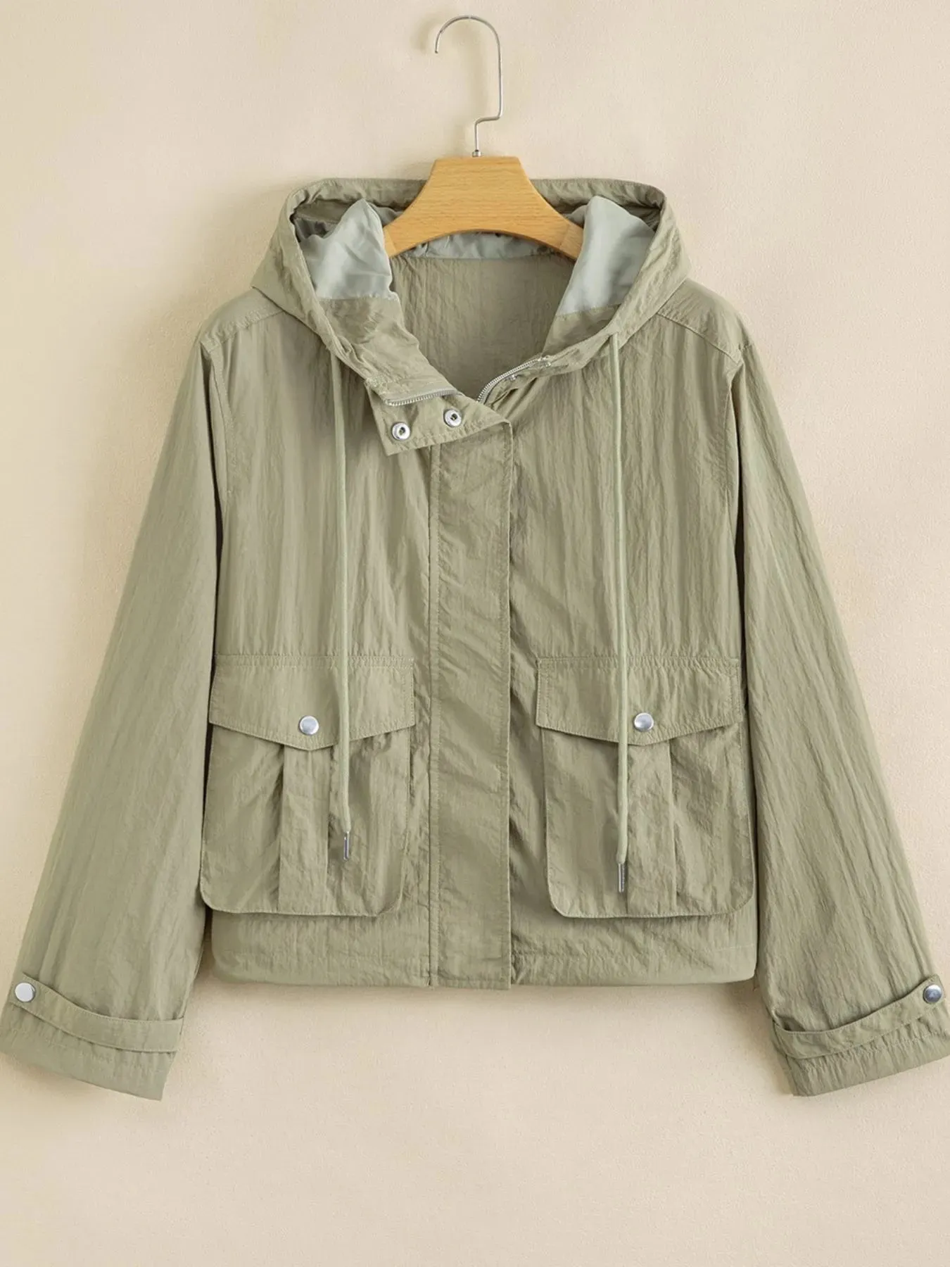 Zip Up Cropped Hooded Utility Jacket sold by Charming Charlie product image thumbnail 3