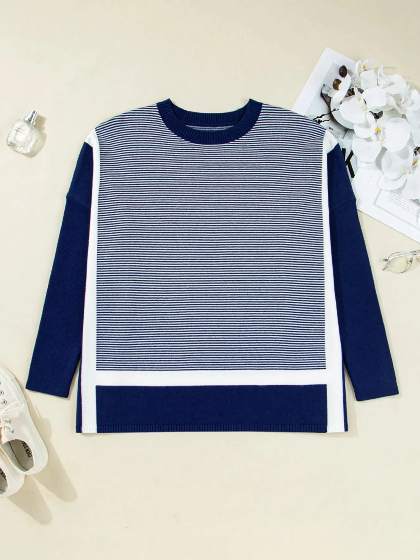 Stripe Dolman Oversize Tunic Sweater sold by Charming Charlie product image thumbnail 2