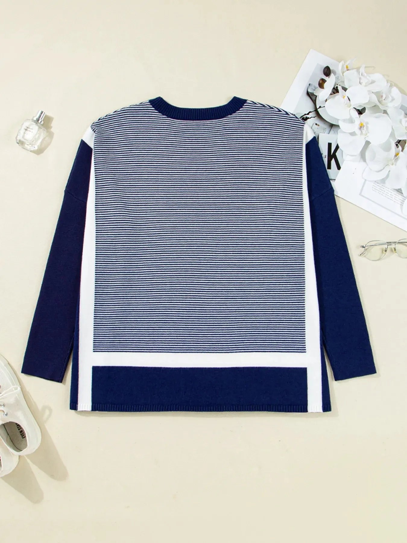 Stripe Dolman Oversize Tunic Sweater sold by Charming Charlie product image thumbnail 3