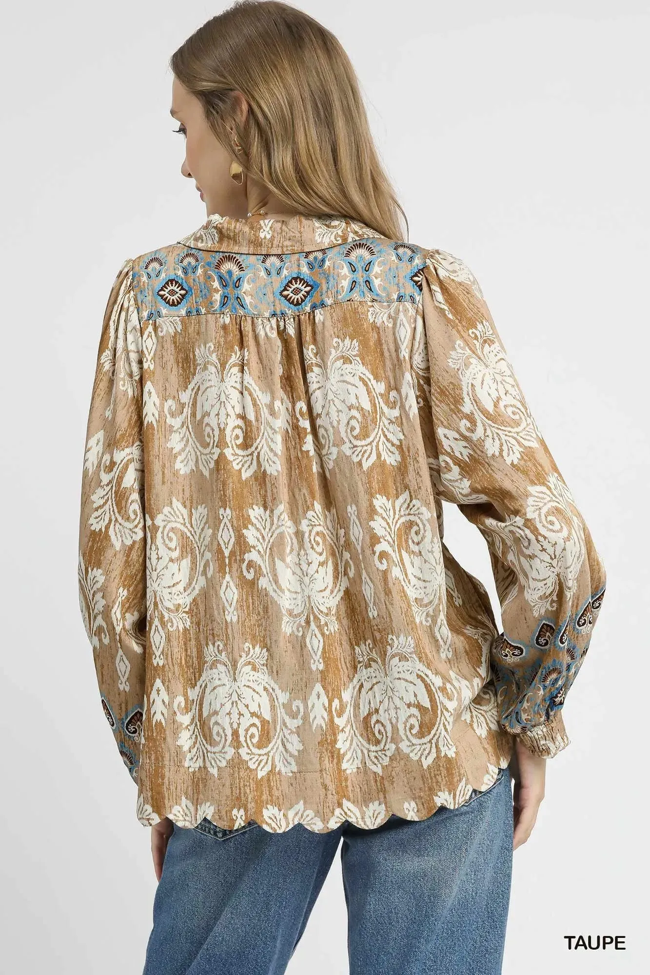 Umgee Floral Boho Blouse with Scalloped Hem sold by Charming Charlie product image thumbnail 2