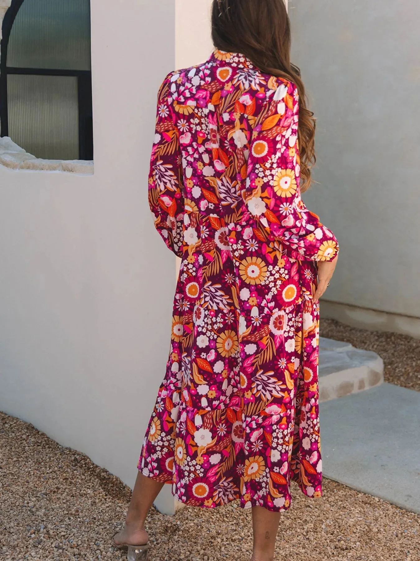 Floral Print Long Sleeve Midi Dress with Pockets sold by Charming Charlie product image thumbnail 2