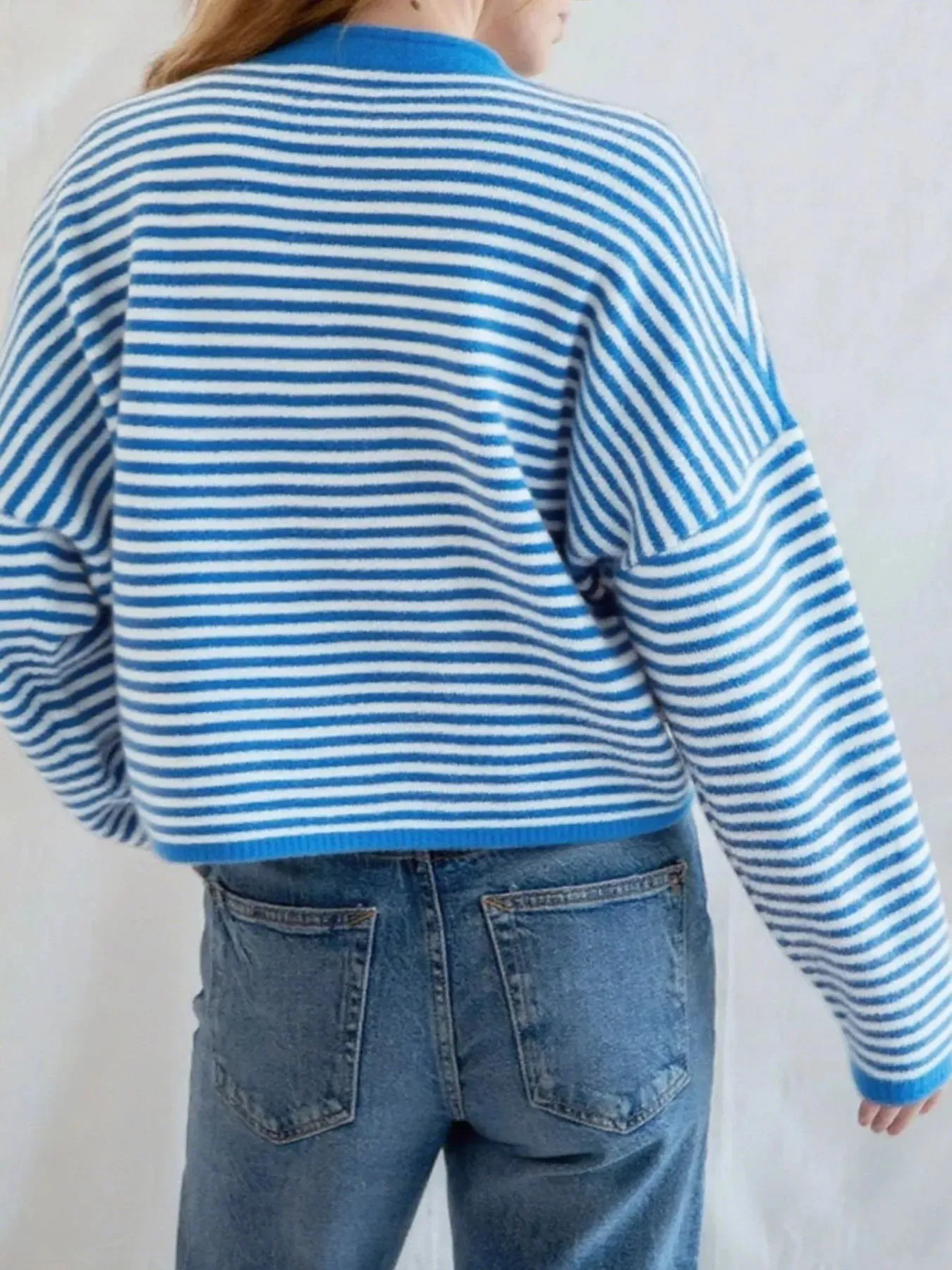 Striped Button Front Long Sleeve Cardigan sold by Charming Charlie product image thumbnail 3