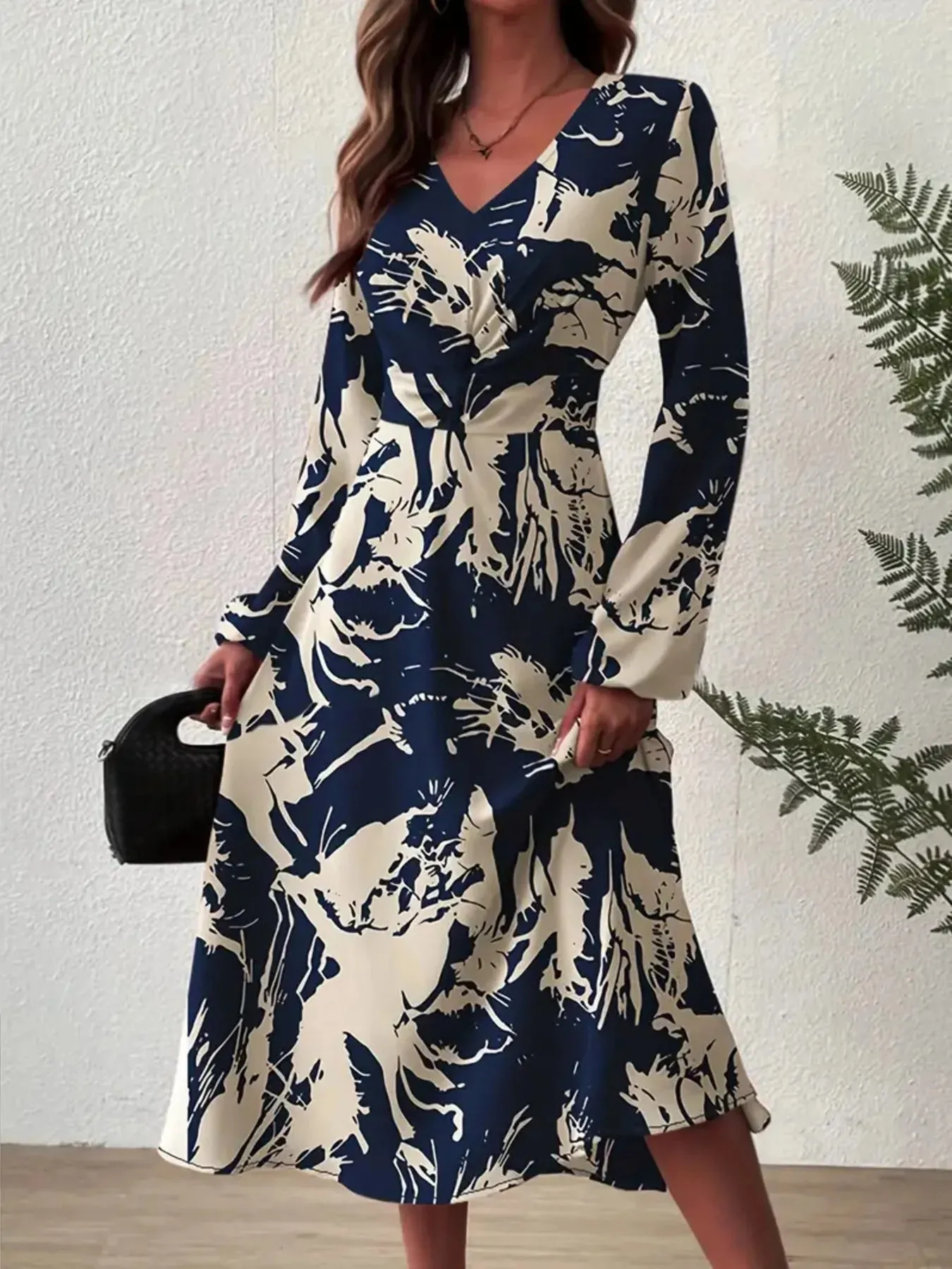 Long Sleeve Printed Midi Dress sold by Charming Charlie