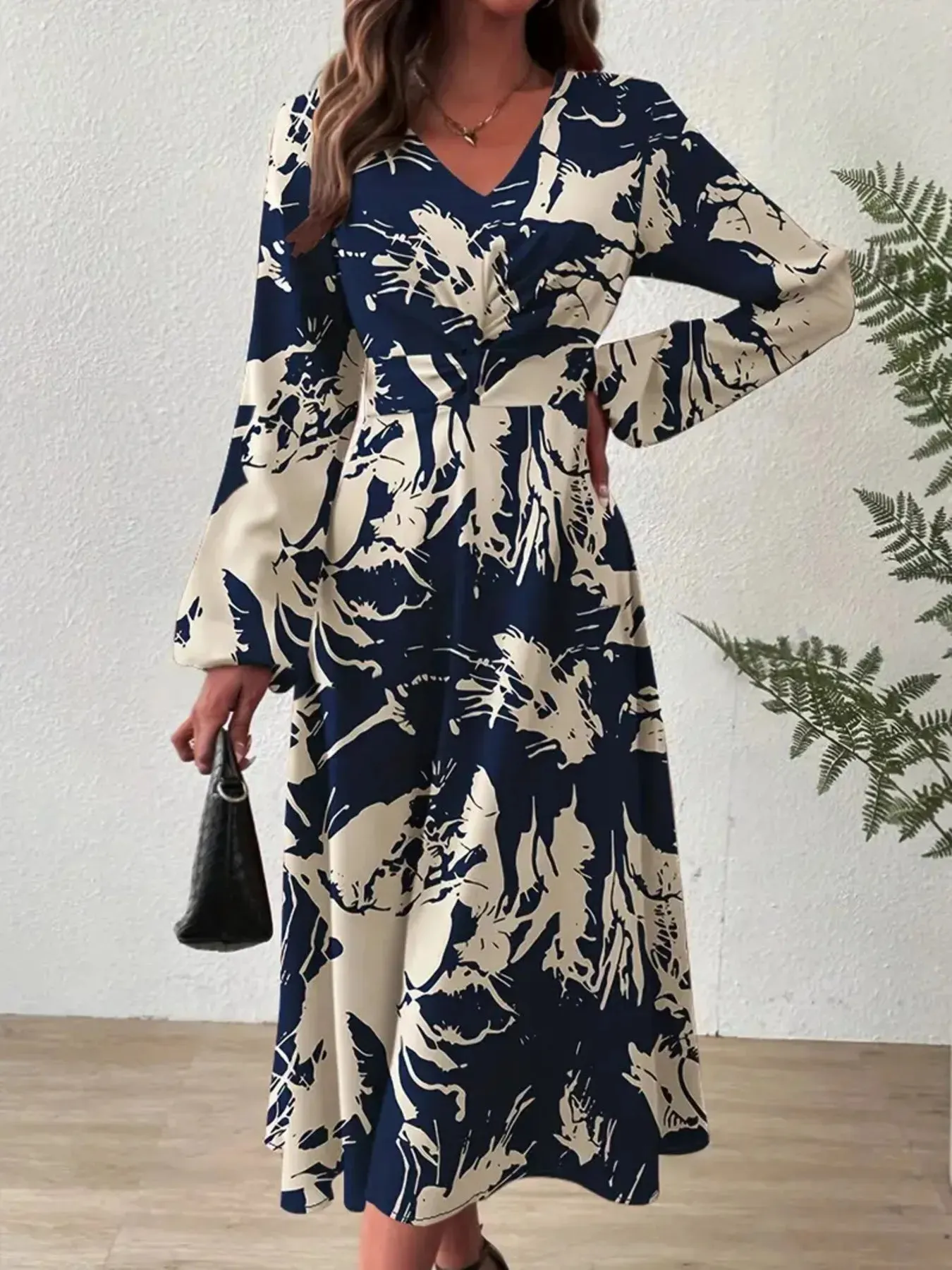 Long Sleeve Printed Midi Dress sold by Charming Charlie product image thumbnail 2