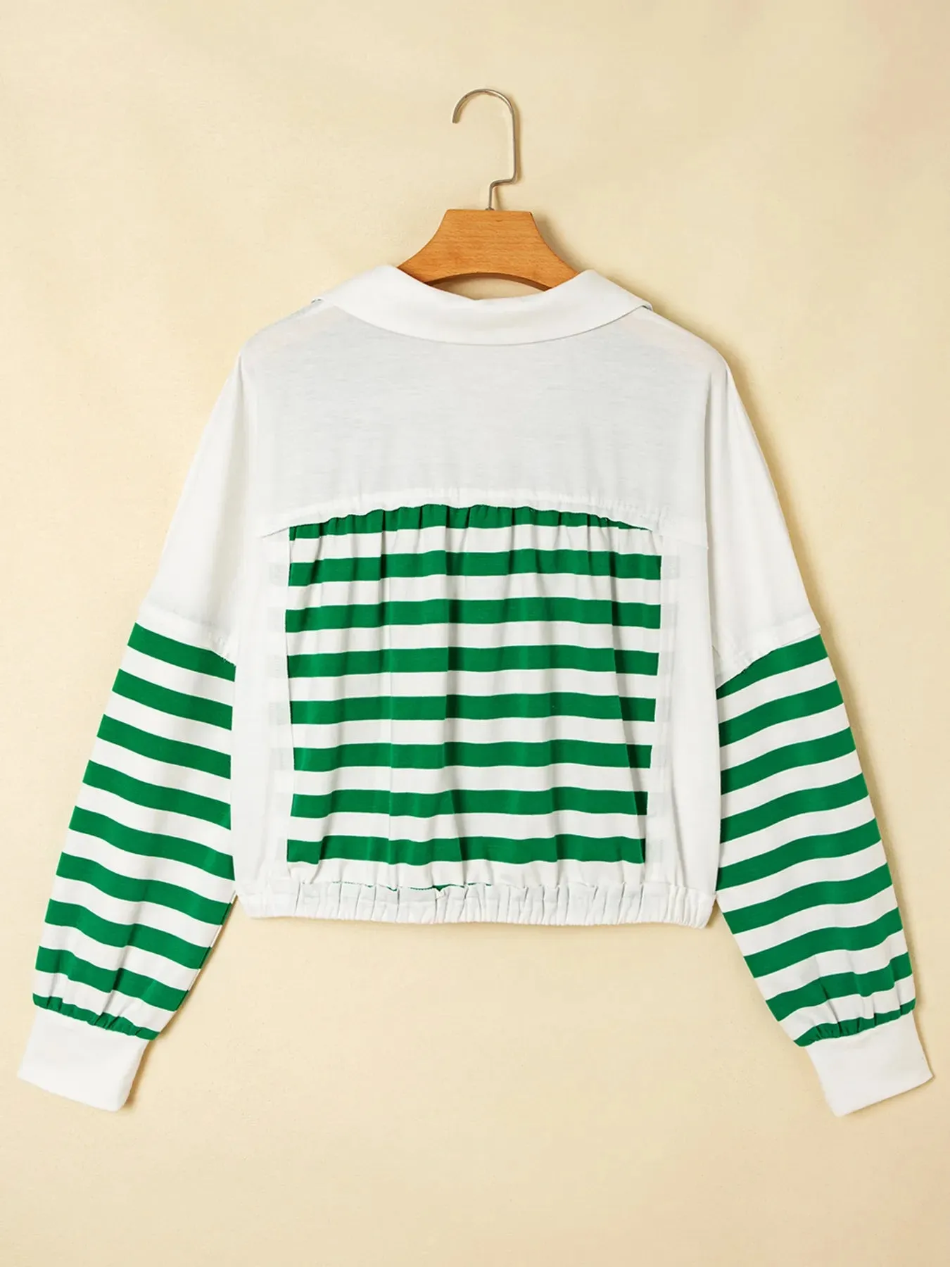 Stripe Colorblock Collared V Neck Cropped Top sold by Charming Charlie product image thumbnail 3