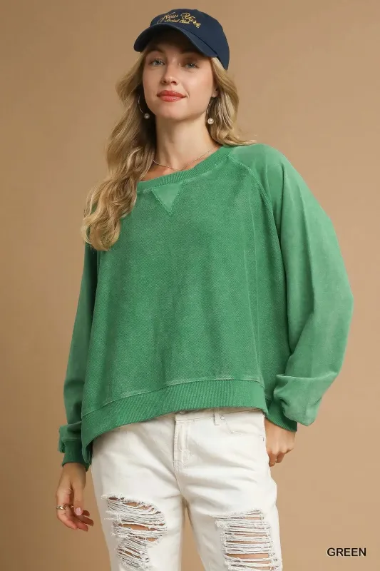 Umgee Mineral Wash French Terry Sweatshirt sold by Charming Charlie