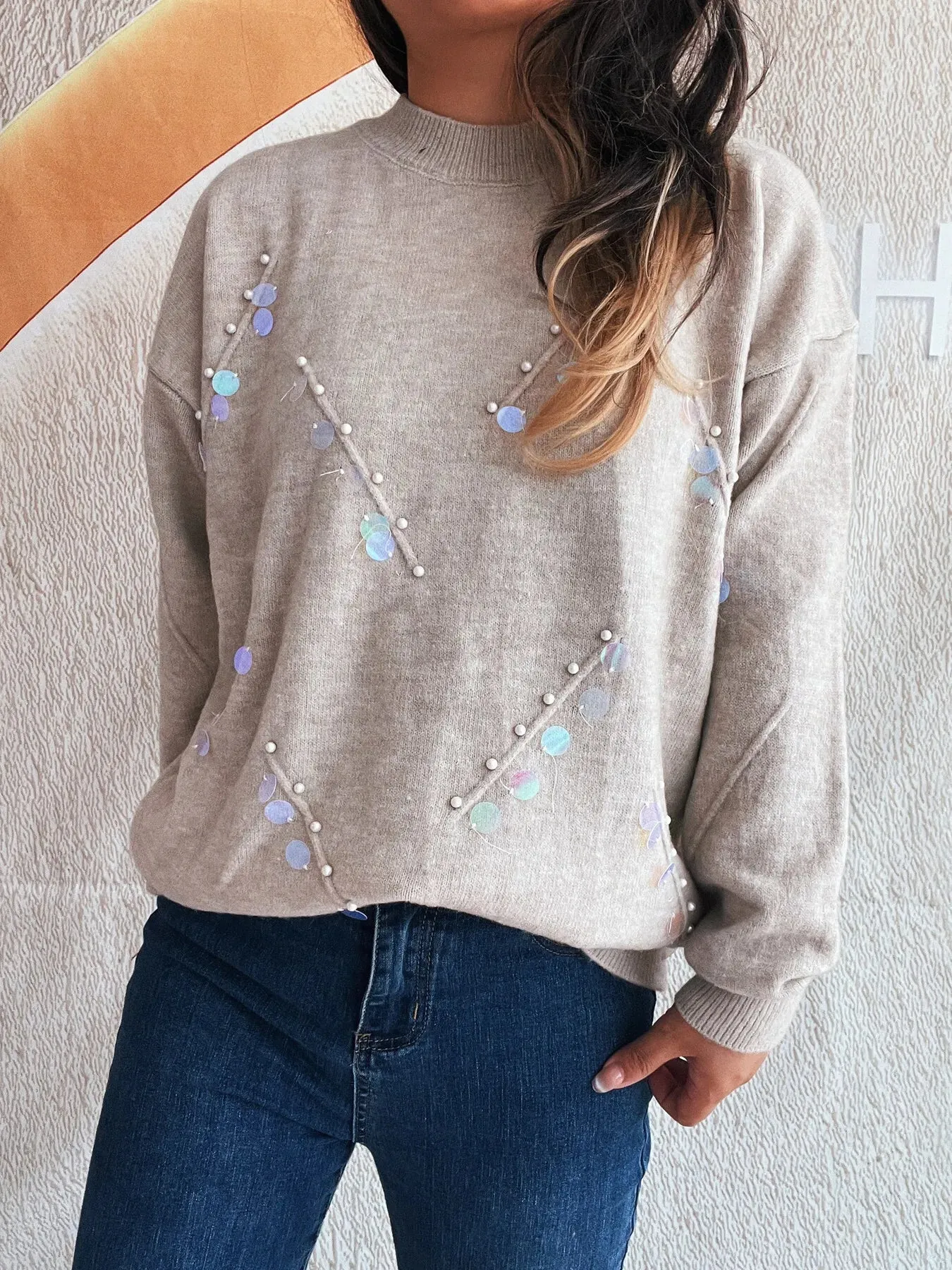Sequined Embellished Round Neck Sweater sold by Charming Charlie product image thumbnail 4