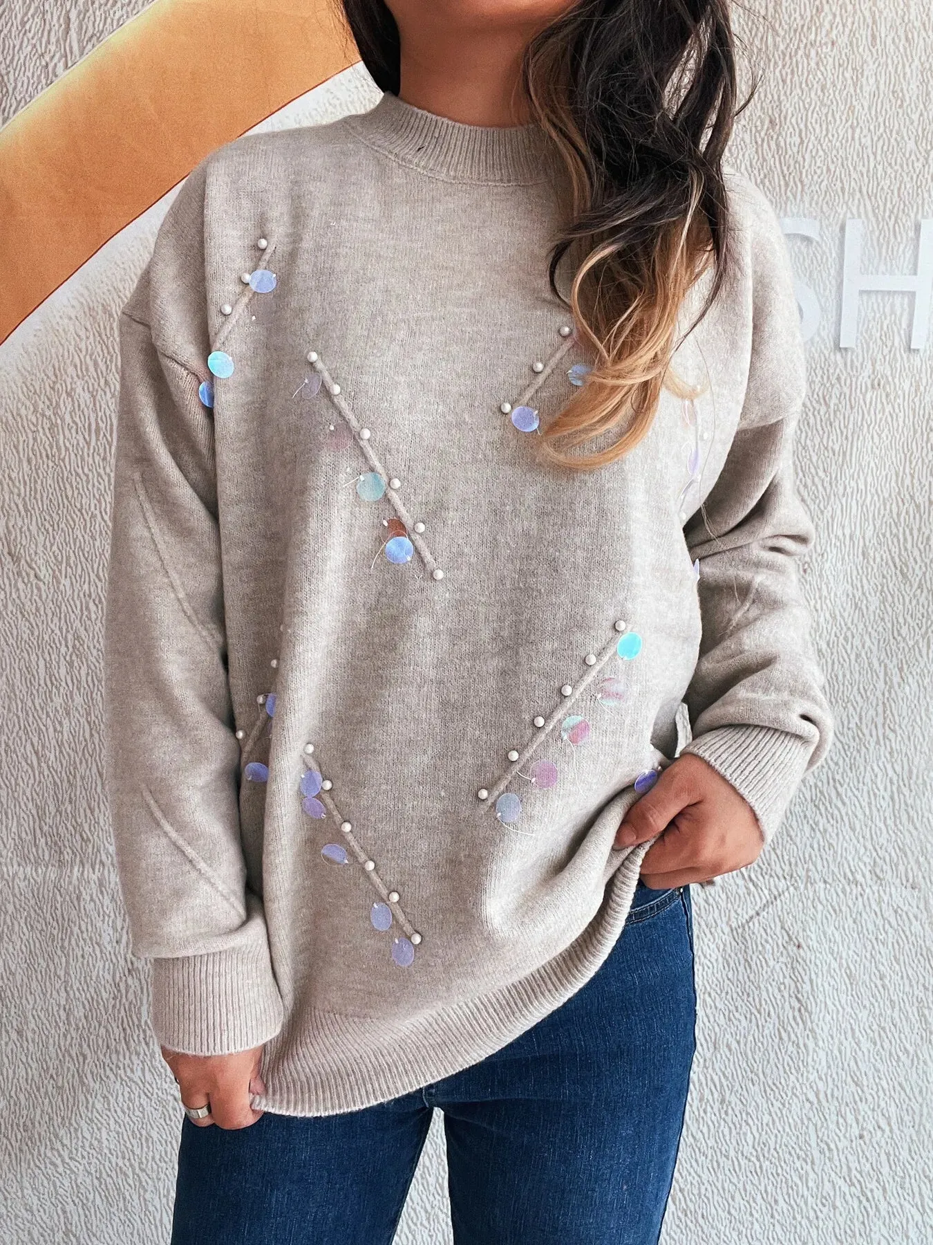 Sequined Embellished Round Neck Sweater sold by Charming Charlie