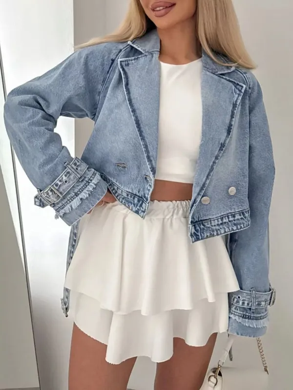 Long Sleeve Crop Denim Jacket sold by Charming Charlie