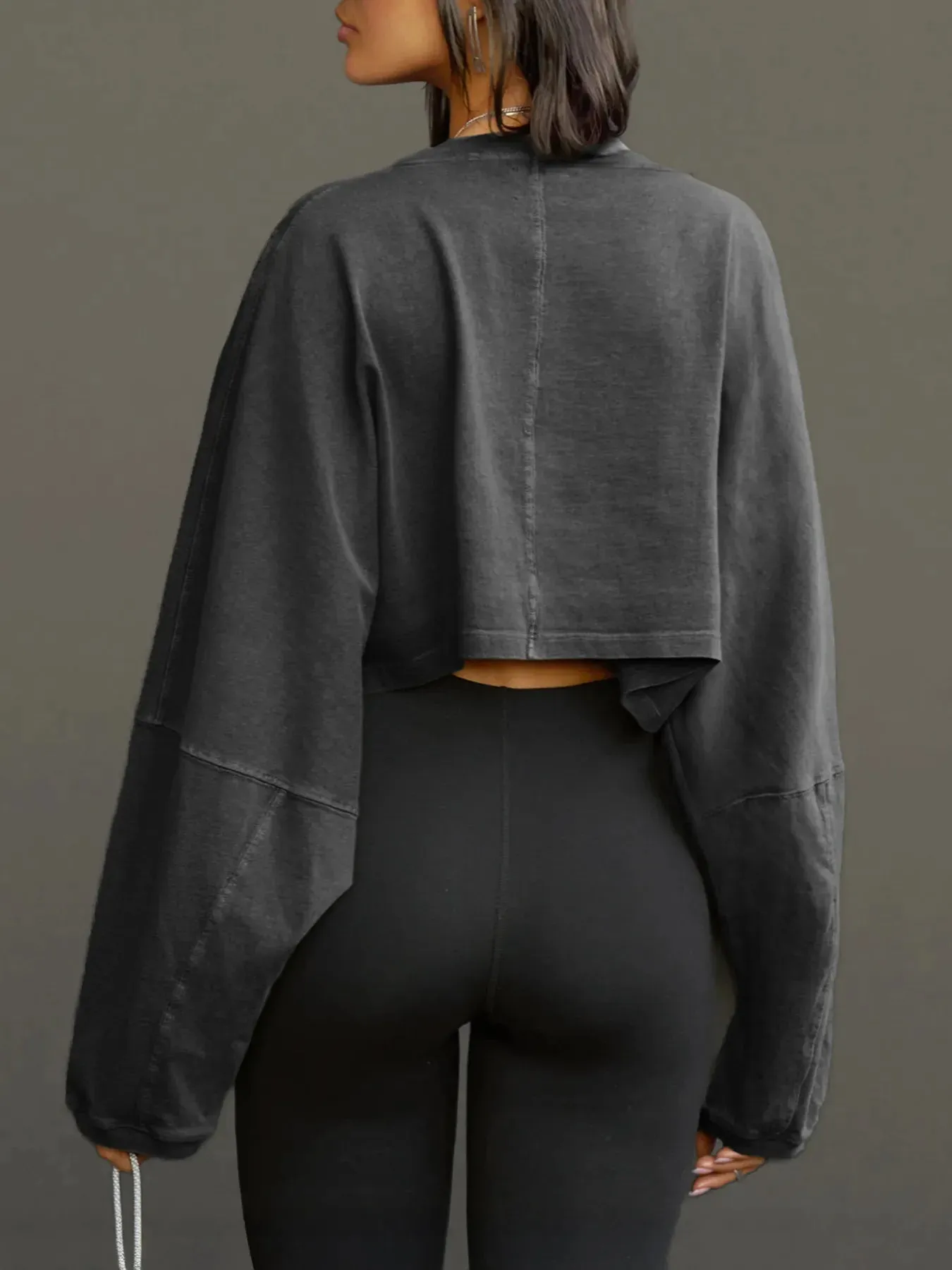 Round Neck Long Sleeve Crop Sweatshirt sold by Charming Charlie product image thumbnail 5