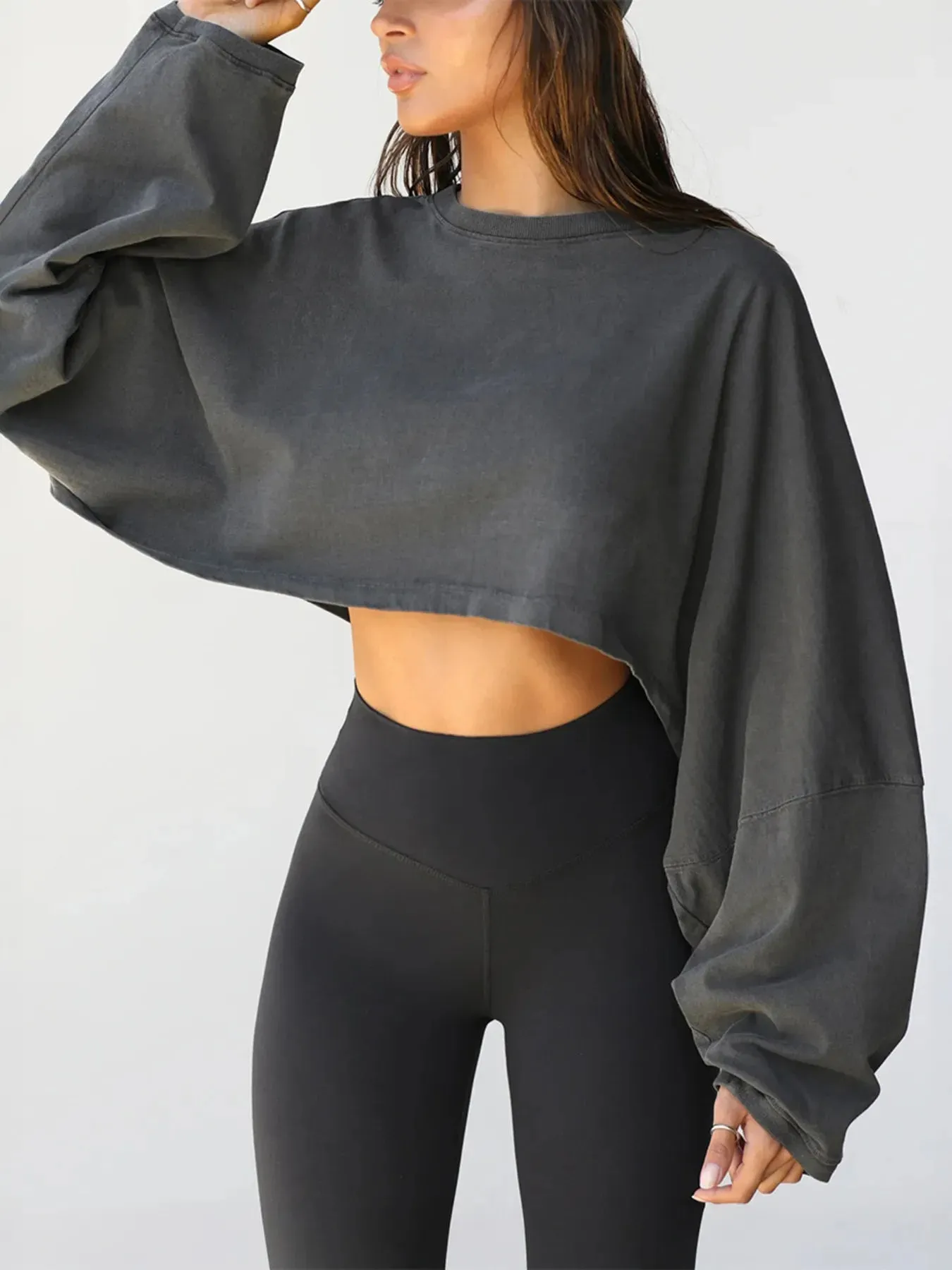 Round Neck Long Sleeve Crop Sweatshirt sold by Charming Charlie product image thumbnail 3