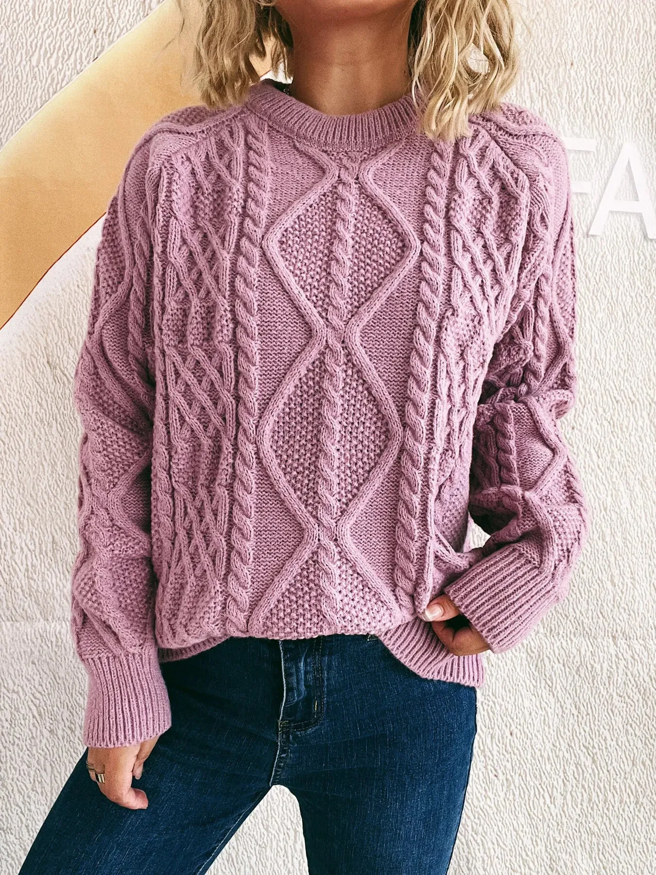 Cable Knit Long Sleeve Sweater sold by Charming Charlie product image thumbnail 3