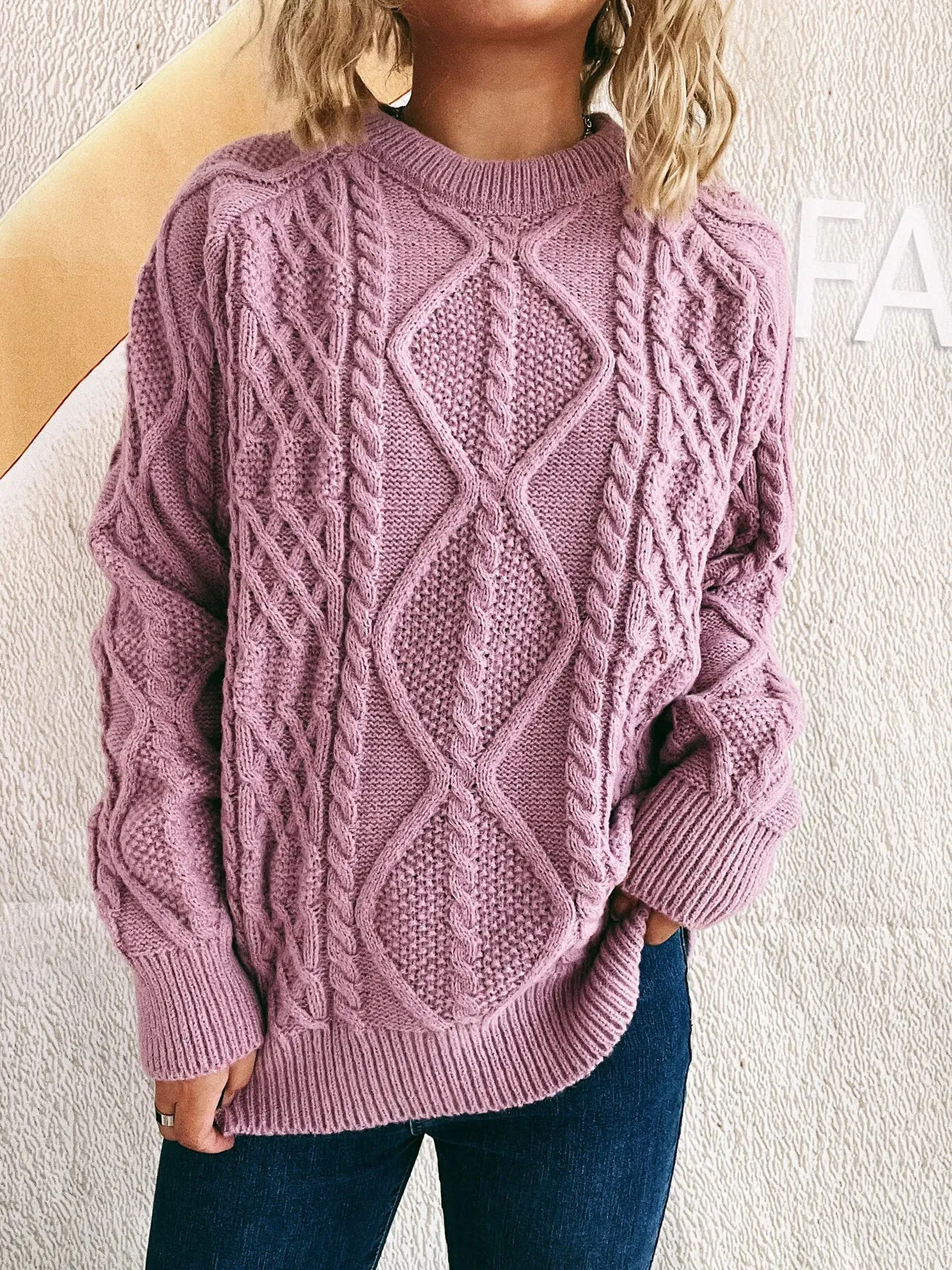Cable Knit Long Sleeve Sweater sold by Charming Charlie product image thumbnail 4