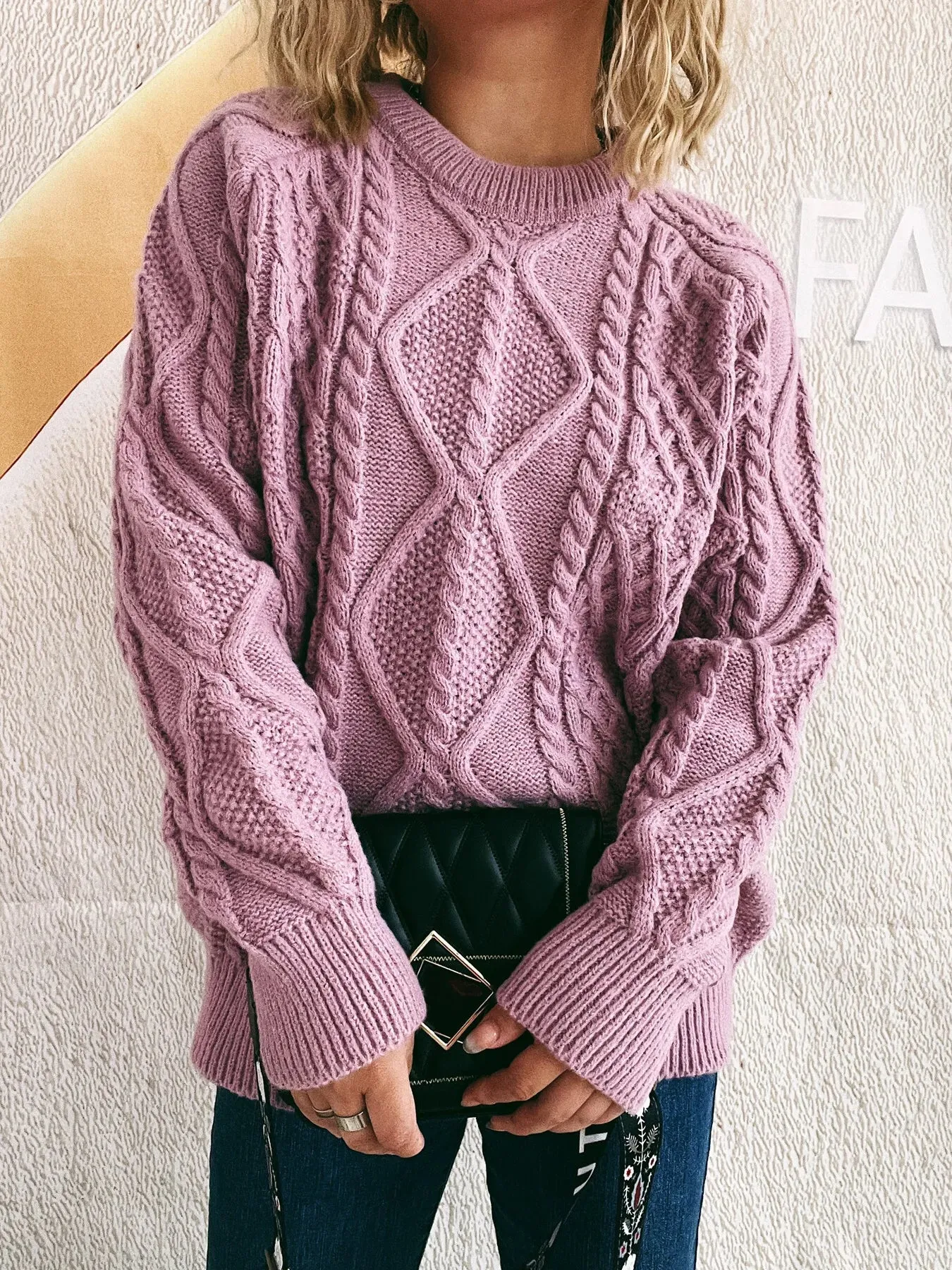 Cable Knit Long Sleeve Sweater sold by Charming Charlie