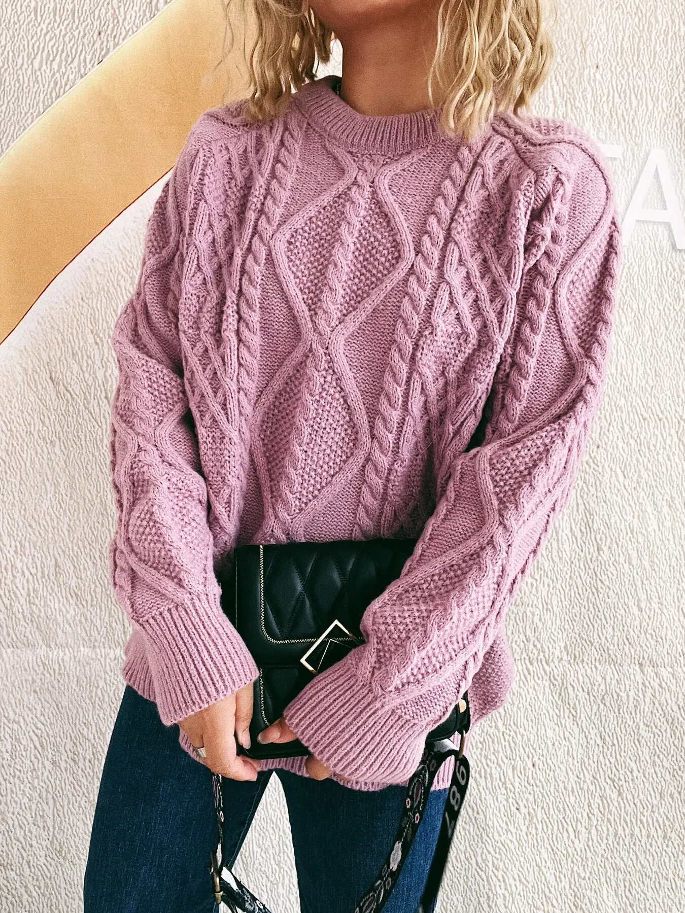 Cable Knit Long Sleeve Sweater sold by Charming Charlie product image thumbnail 5