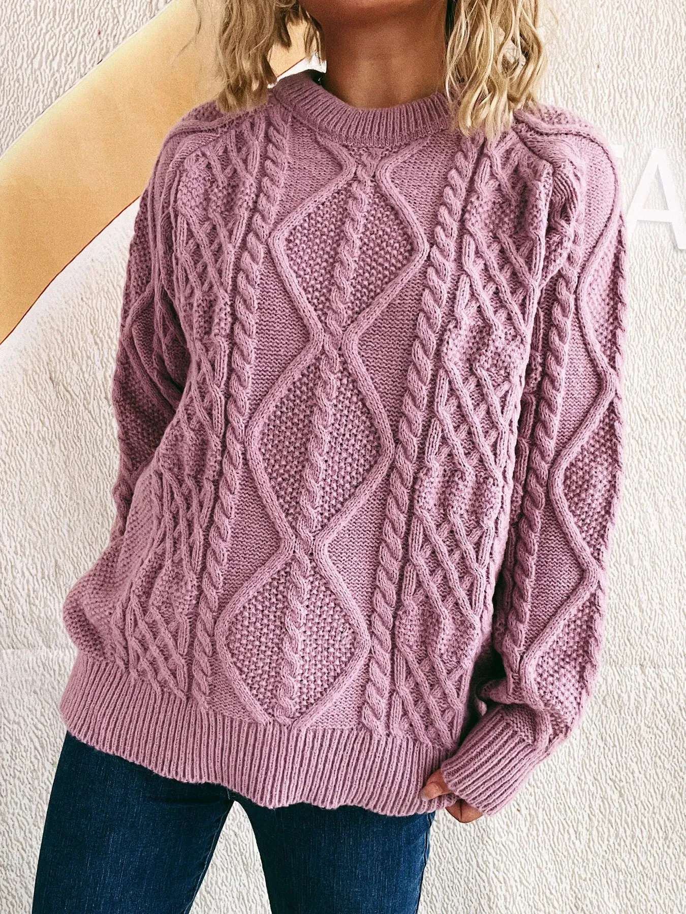 Cable Knit Long Sleeve Sweater sold by Charming Charlie product image thumbnail 2