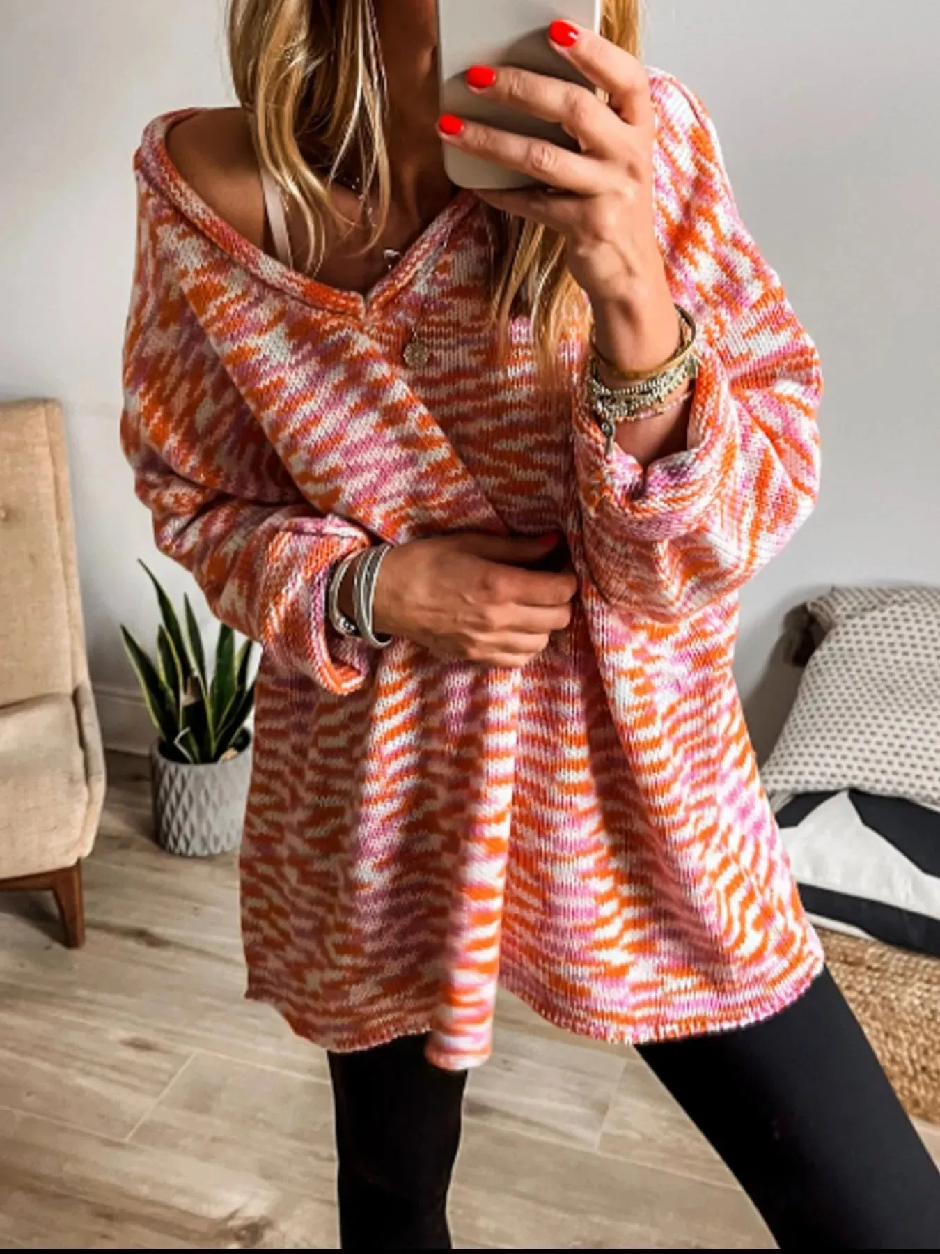 Multi-Color V-Neck Sweater sold by Charming Charlie product image thumbnail 5