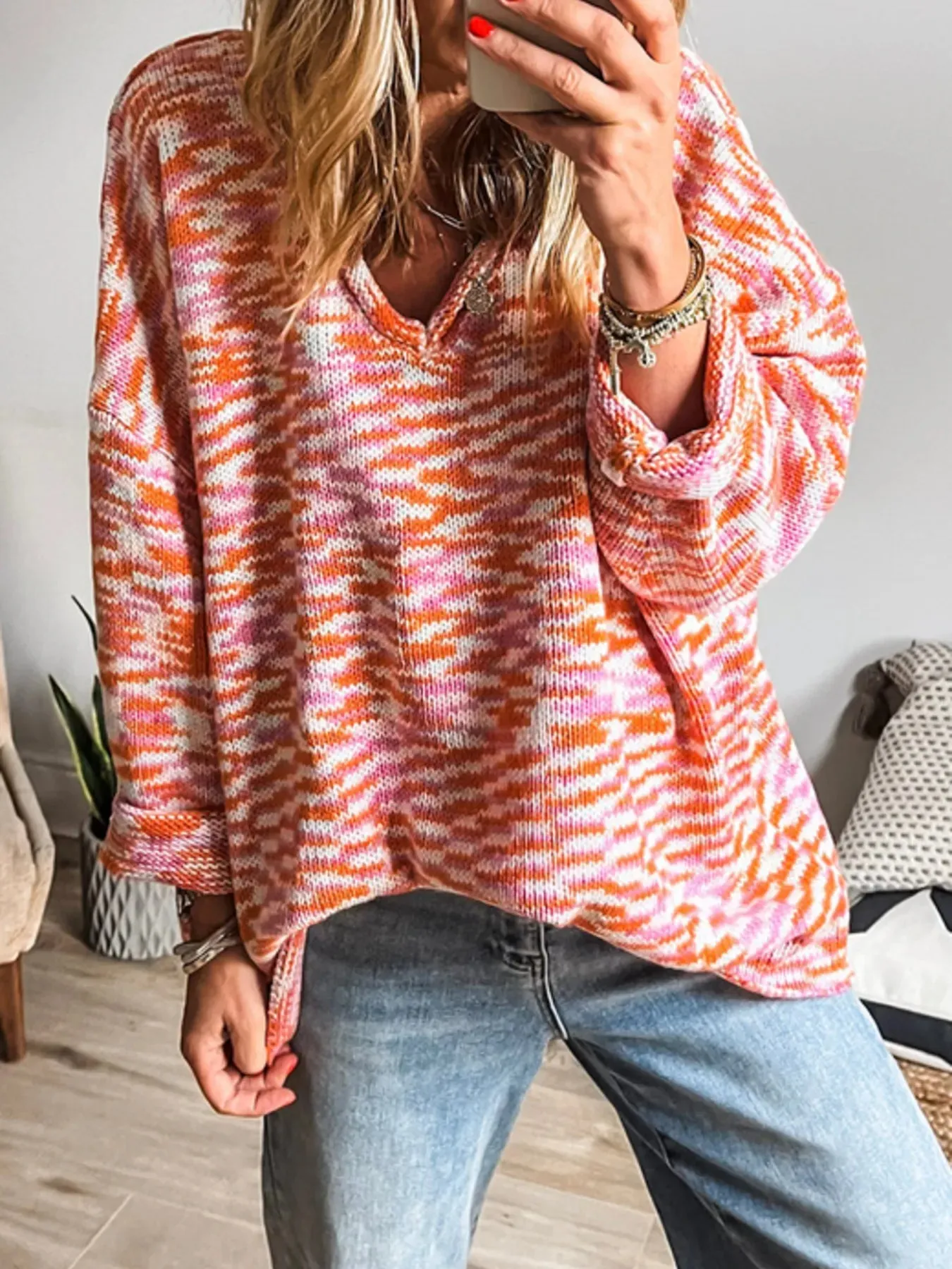 Multi-Color V-Neck Sweater sold by Charming Charlie