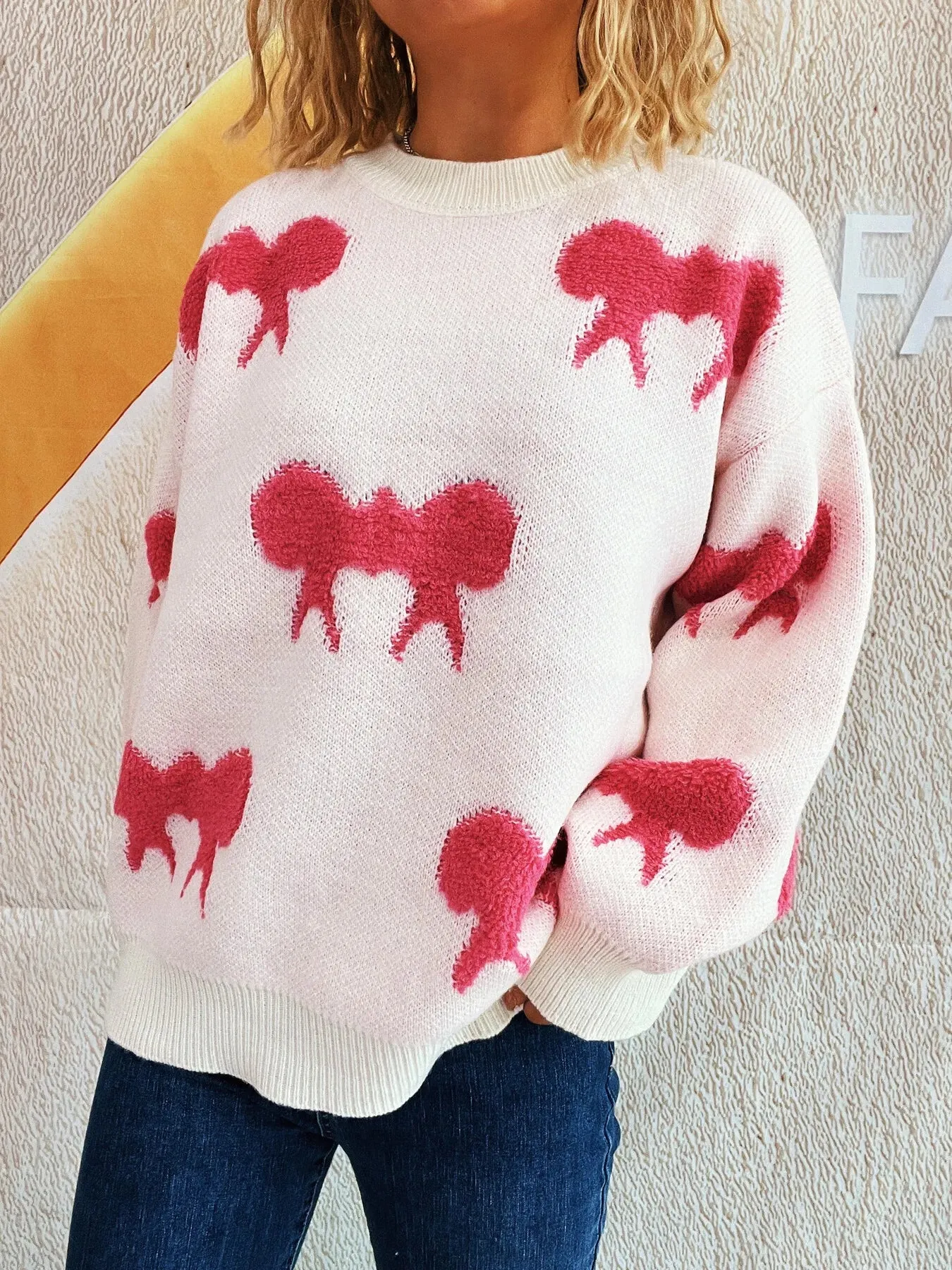 Bow Pattern Round Neck Sweater sold by Charming Charlie product image thumbnail 4