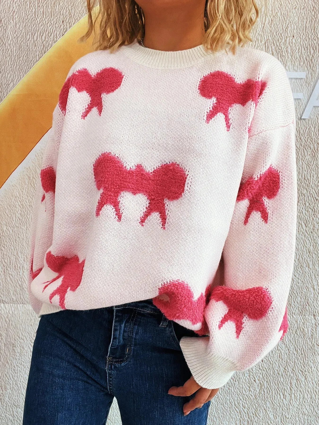 Bow Pattern Round Neck Sweater sold by Charming Charlie