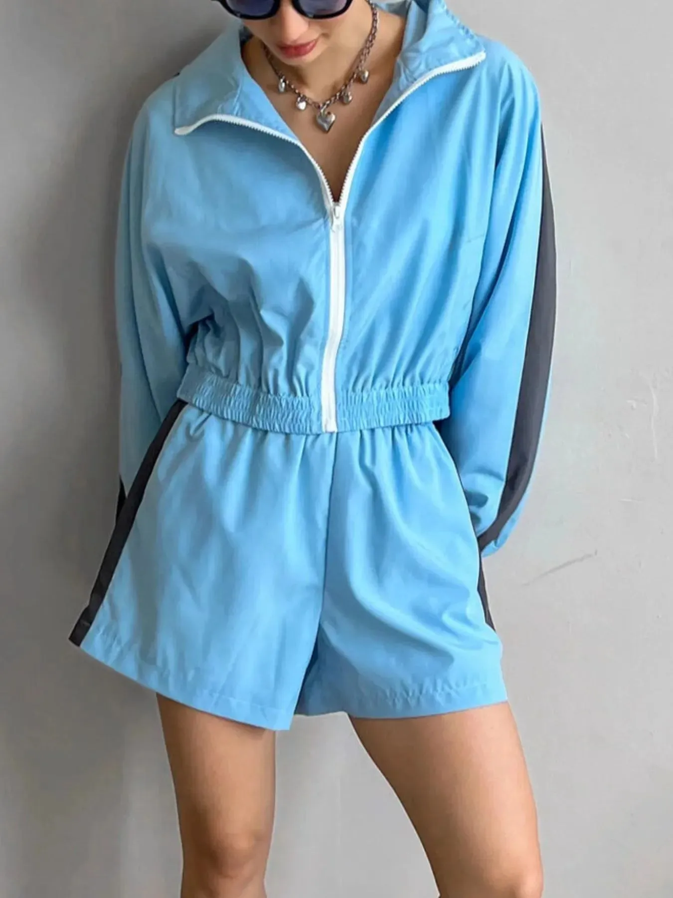 Zip Up Long Sleeve Jacket and Shorts Set sold by Charming Charlie product image thumbnail 4