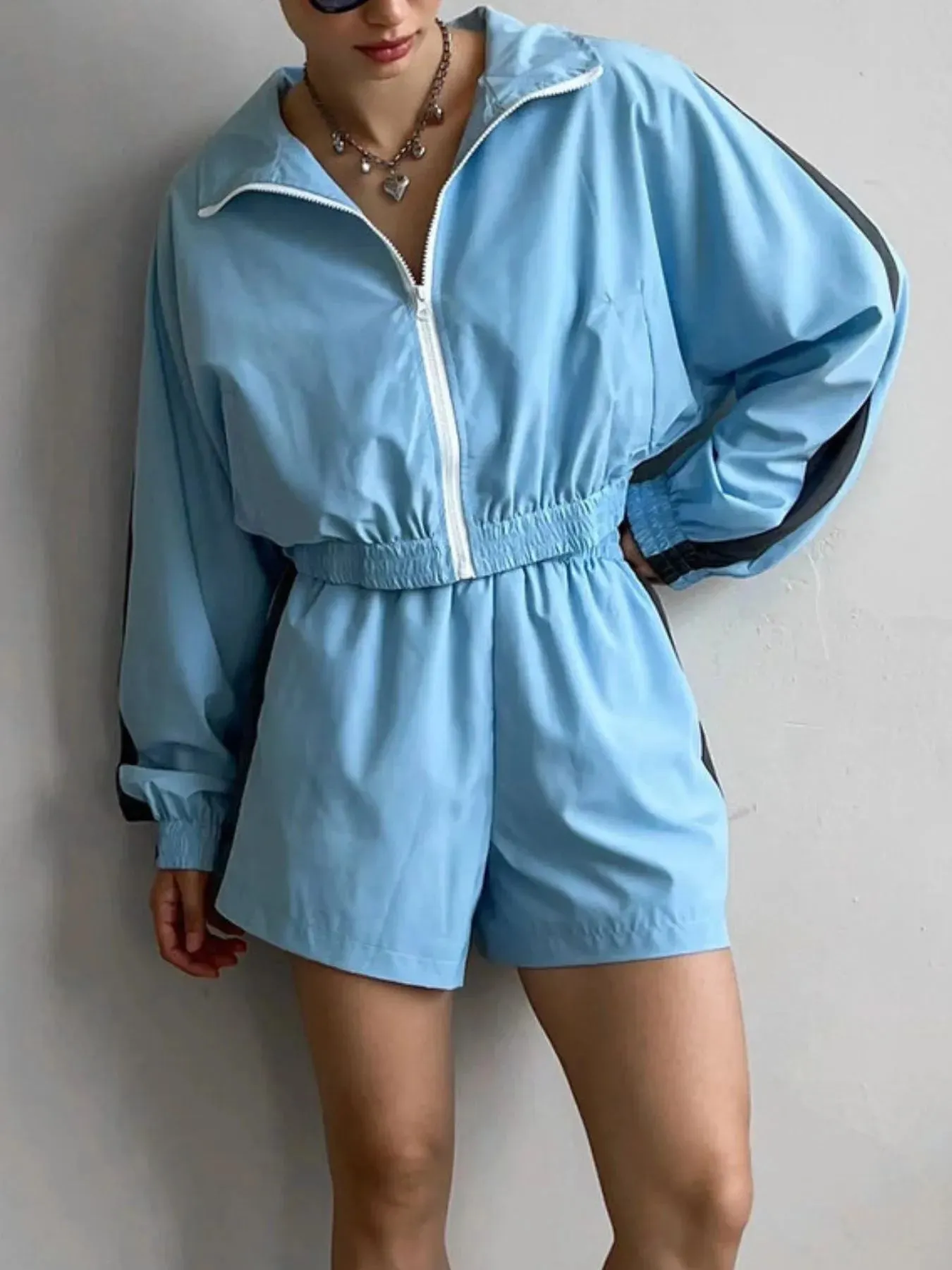 Zip Up Long Sleeve Jacket and Shorts Set sold by Charming Charlie product image thumbnail 5