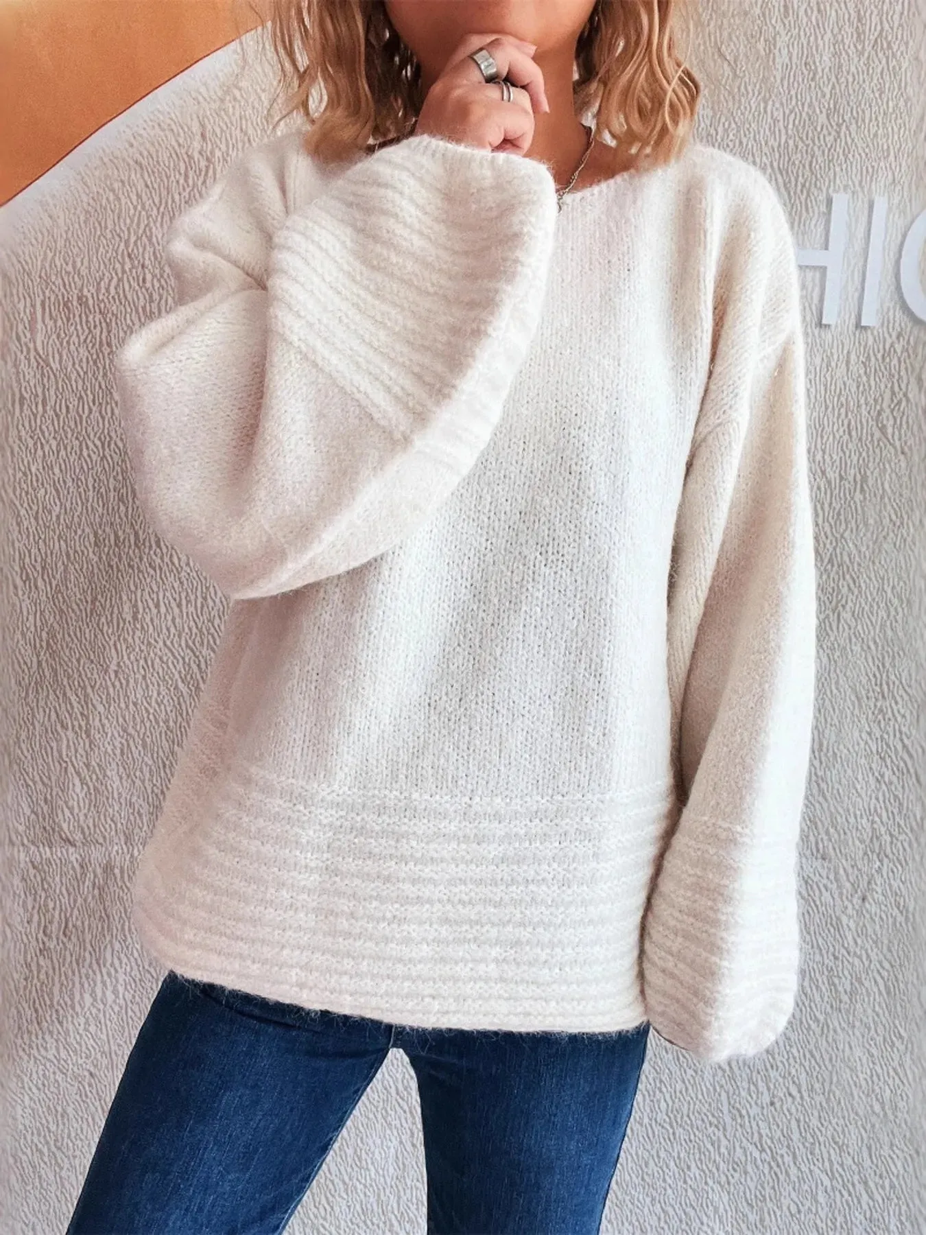 Relaxed Fit Round Neck Sweater sold by Charming Charlie product image thumbnail 2