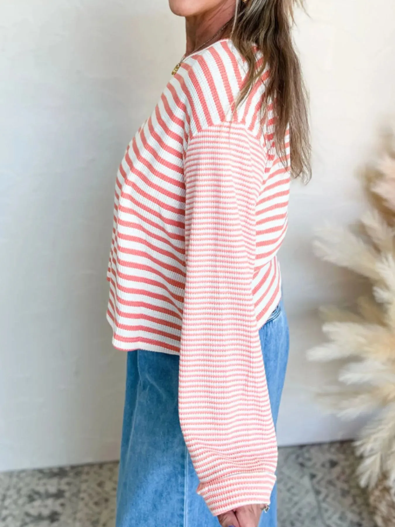Striped Long Sleeve Ribbed Blouse sold by Charming Charlie product image thumbnail 4