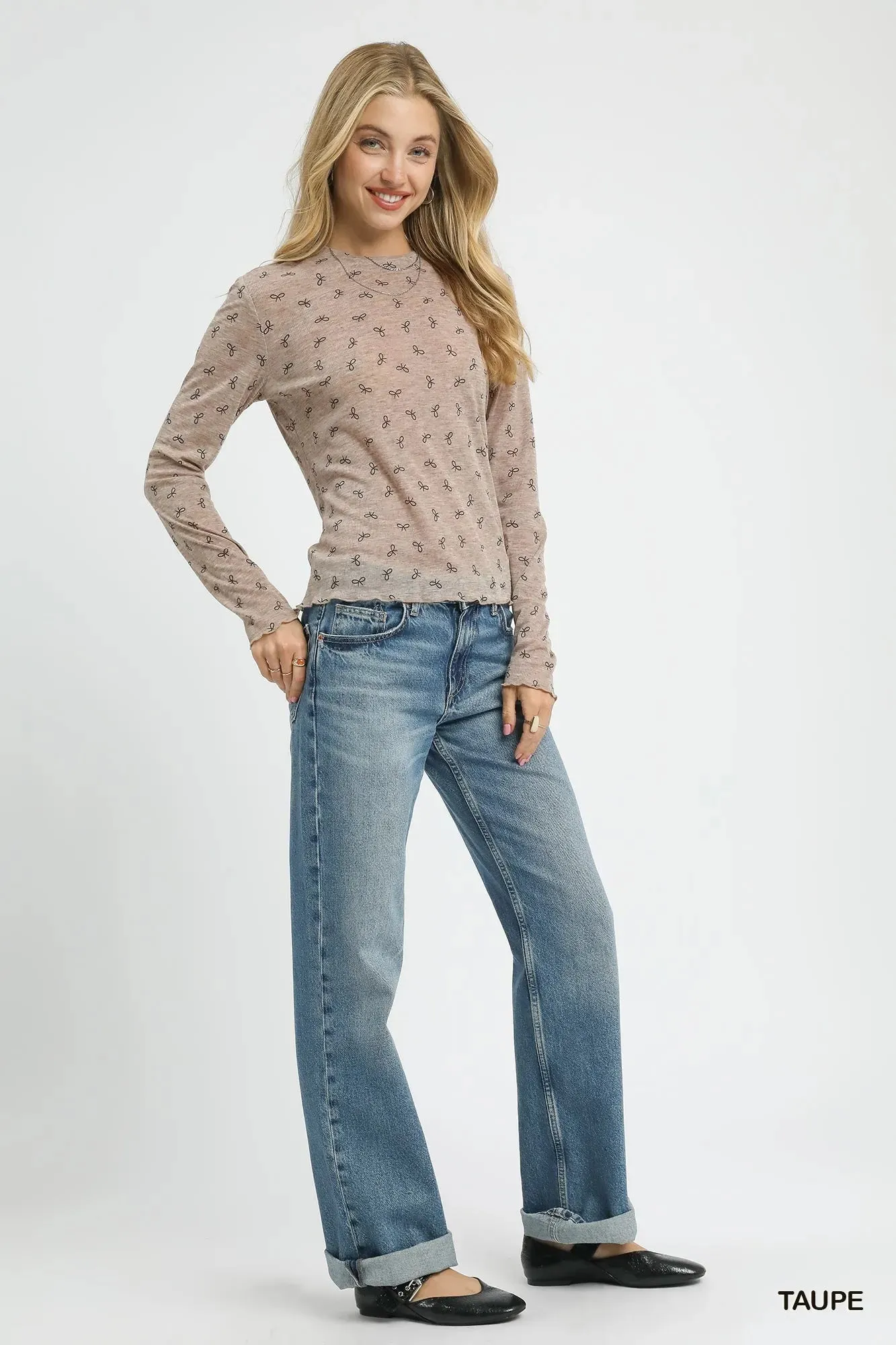 Umgee Bow Print Lightweight Knit Top sold by Charming Charlie product image thumbnail 5