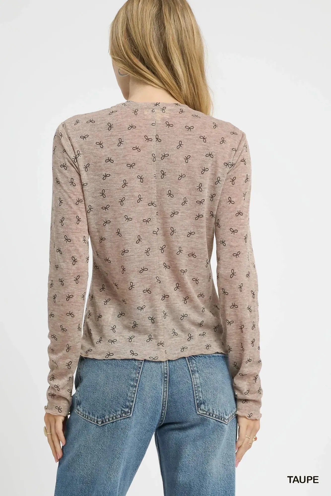 Umgee Bow Print Lightweight Knit Top sold by Charming Charlie product image thumbnail 3