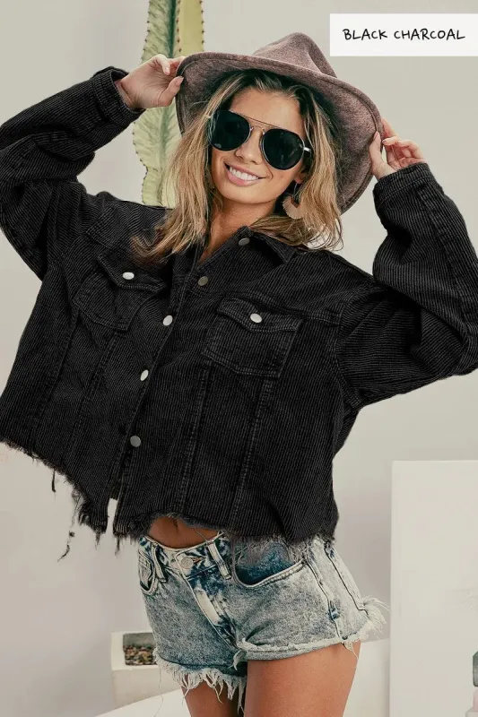 BiBi Vintage Washed Corduroy Jacket sold by Charming Charlie