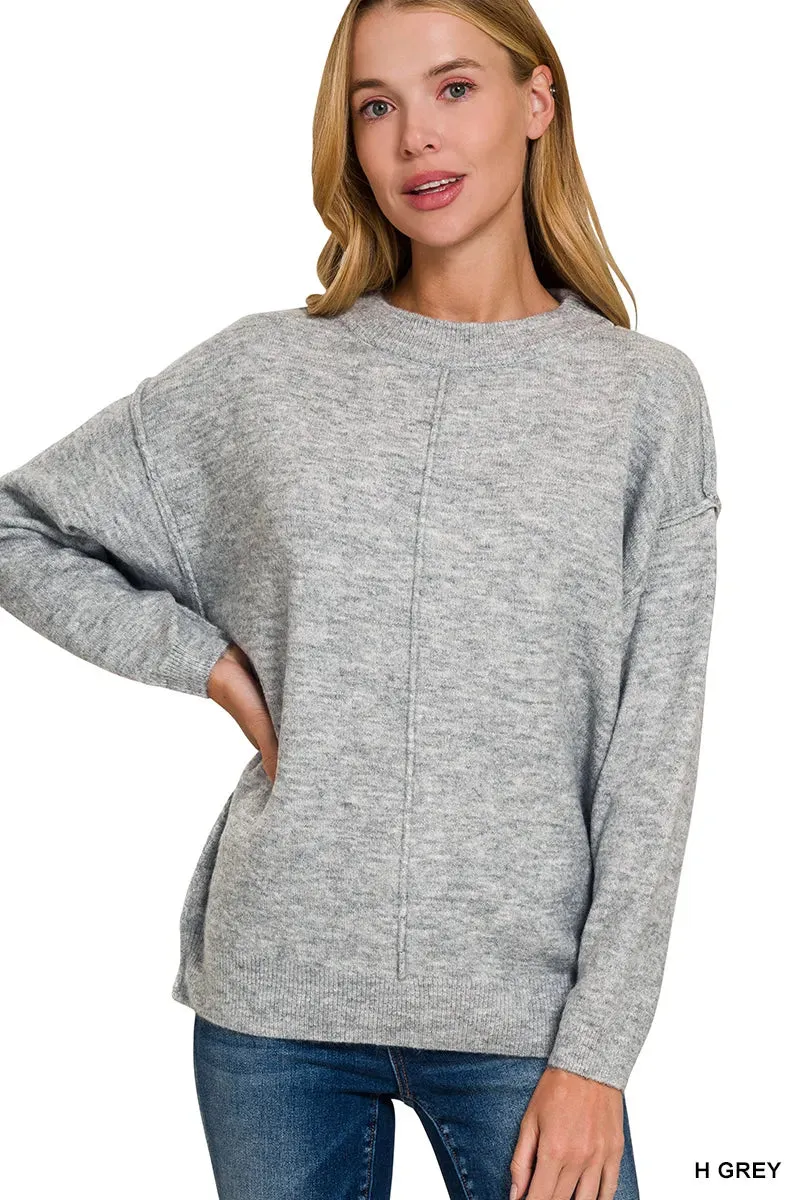 Zenana Melange Front Seam Round-Neck Sweater sold by Charming Charlie product image thumbnail 2