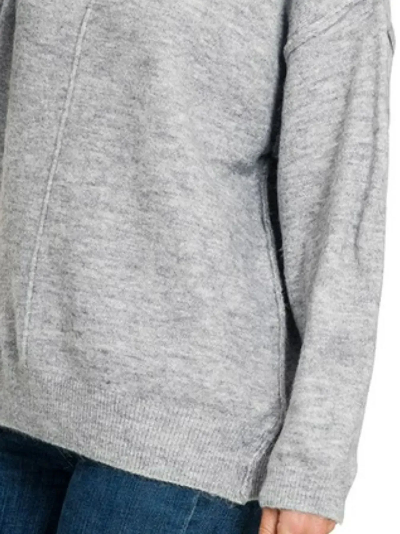 Zenana Melange Front Seam Round-Neck Sweater sold by Charming Charlie product image thumbnail 3