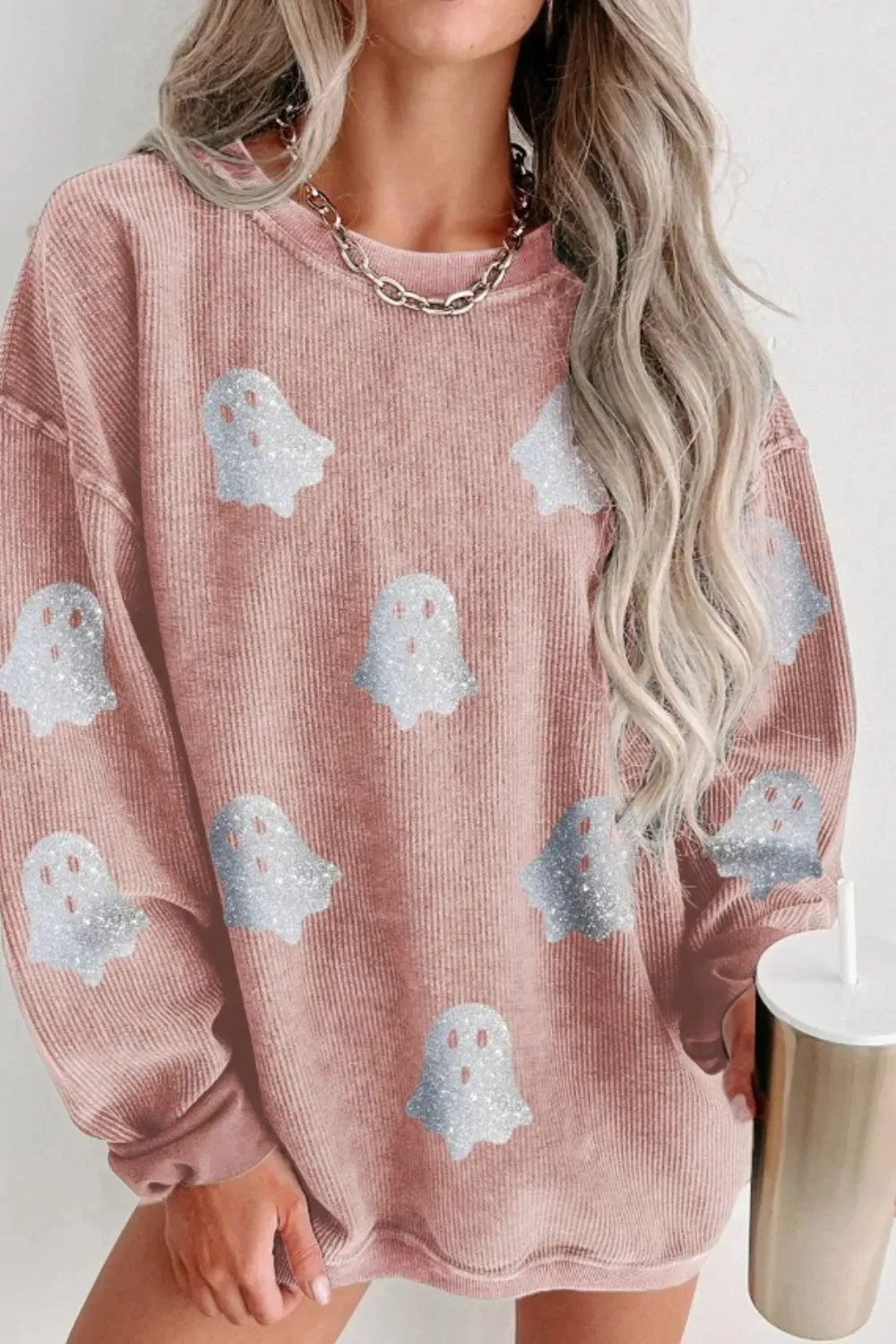 Ghost Round Neck Oversized Sweatshirt sold by Charming Charlie