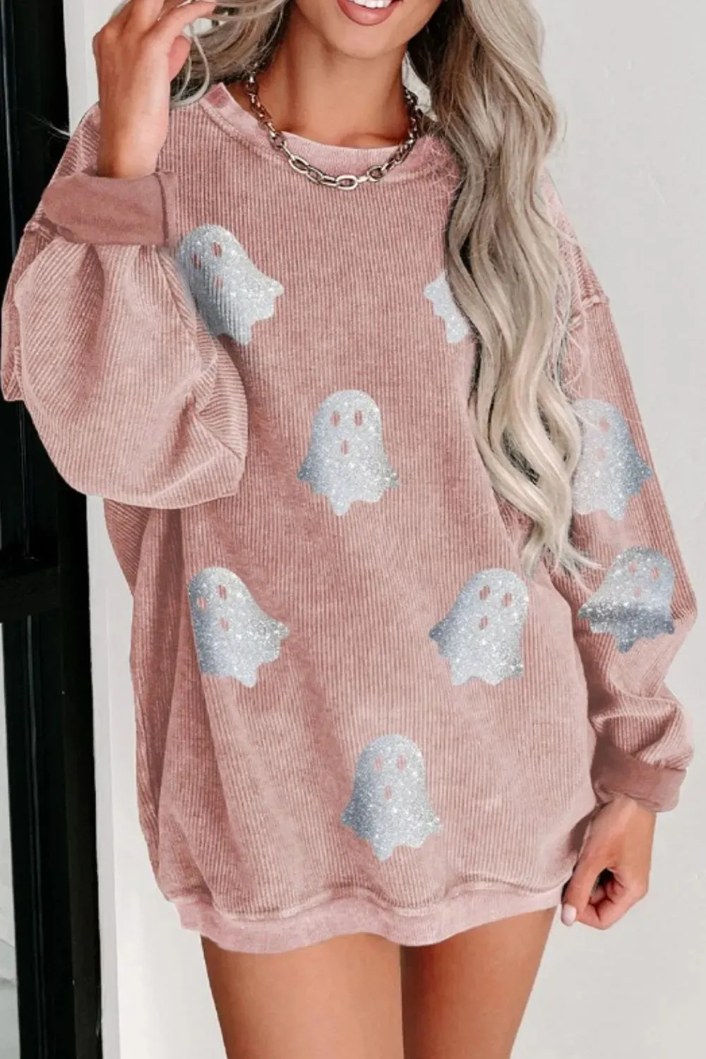 Ghost Round Neck Oversized Sweatshirt sold by Charming Charlie product image thumbnail 2